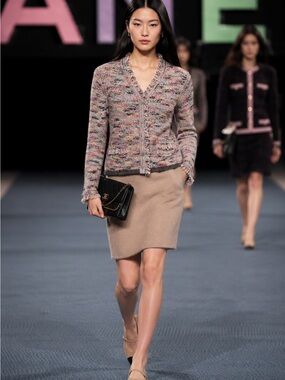 Authentic Chanel Vintage Fantasy Wool Cardigan Size 36